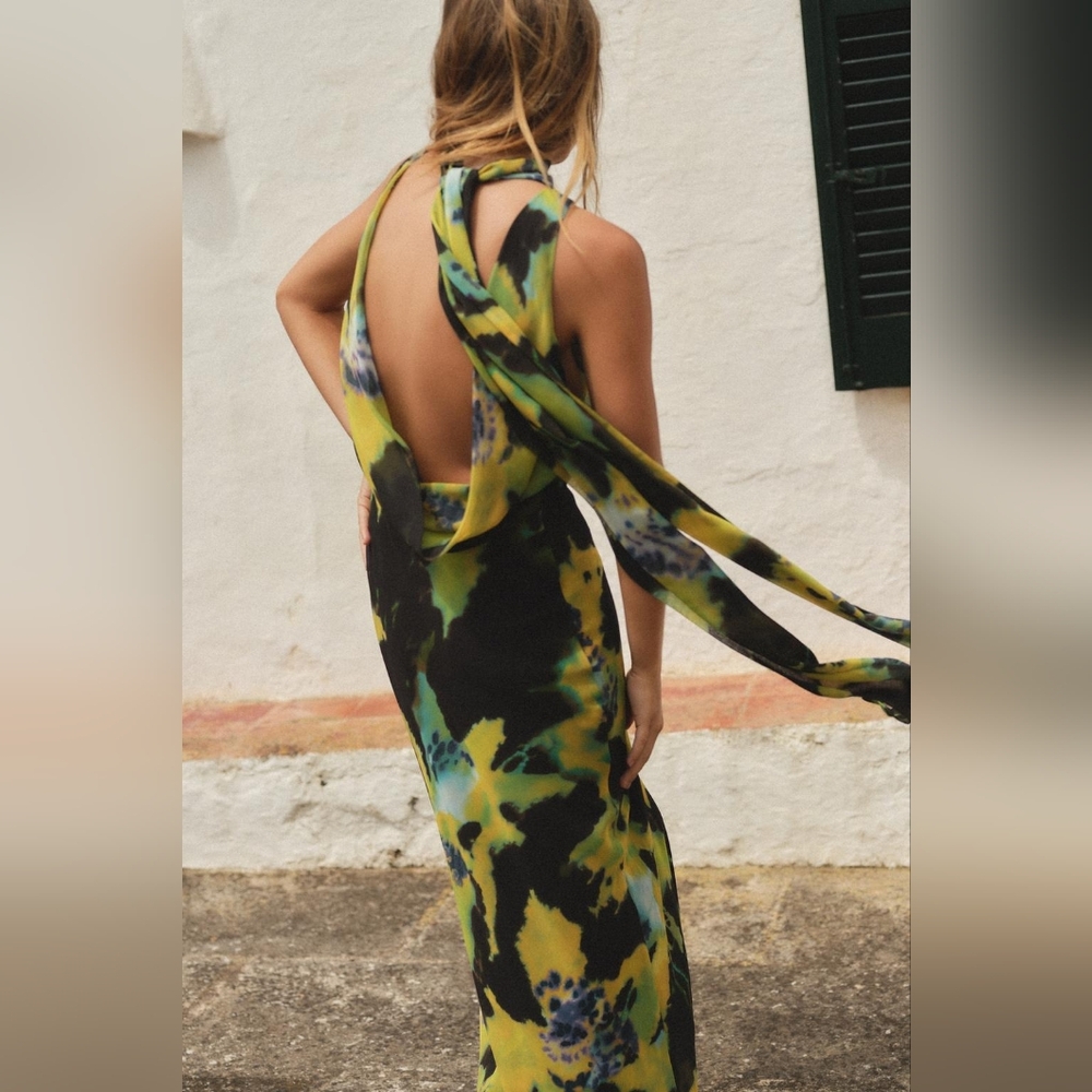 ZARA FOULARD PRINT LONG DRESS SIZE XS - Picture 5 of 12